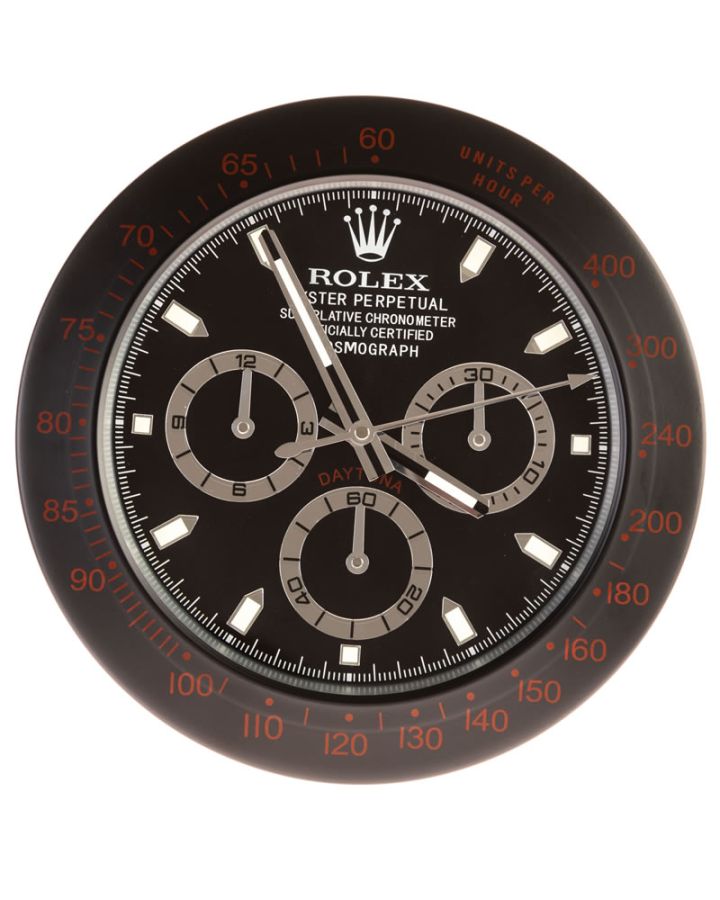 ROLEX Cosmograph デザイン 掛時計 Black, Silver & Red Rolex Cosmograph Daytona Wall Clock - Luxury
