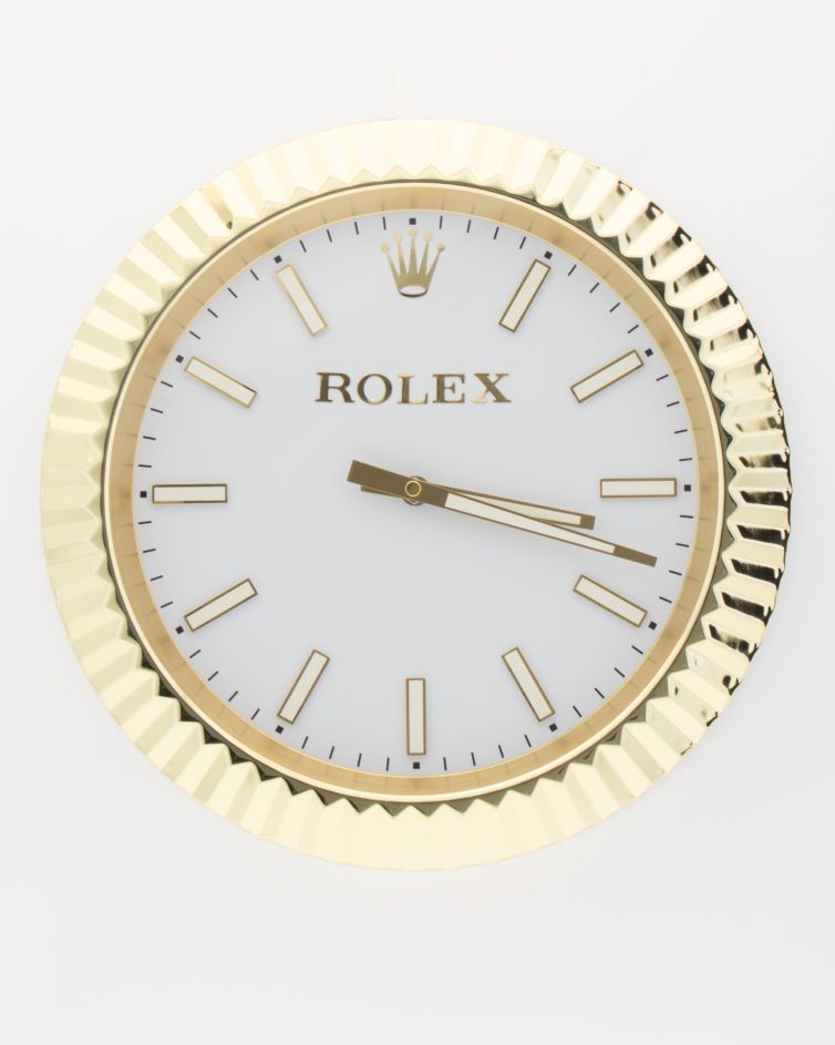 Rolex Wall Clock Gold & White
