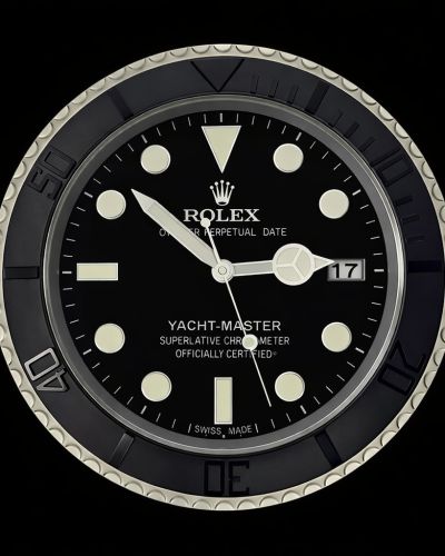 Rolex Beveled Silver & Black Yacht Master Style Wall Clock