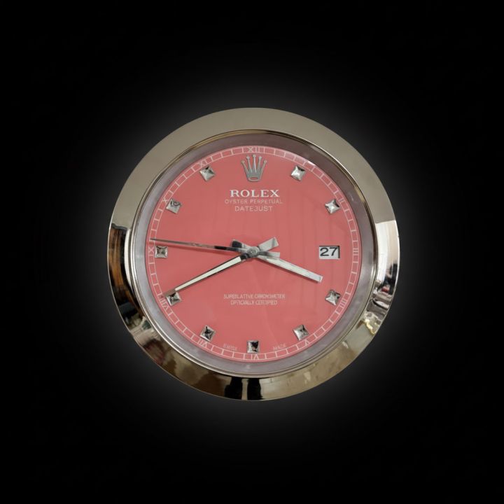 Raxter Clocks Rolex DateJust Silver and Red Wall Clock - Luxury Wall Clocks