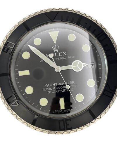 Rolex Beveled Silver & Black Yacht Master Style Wall Clock